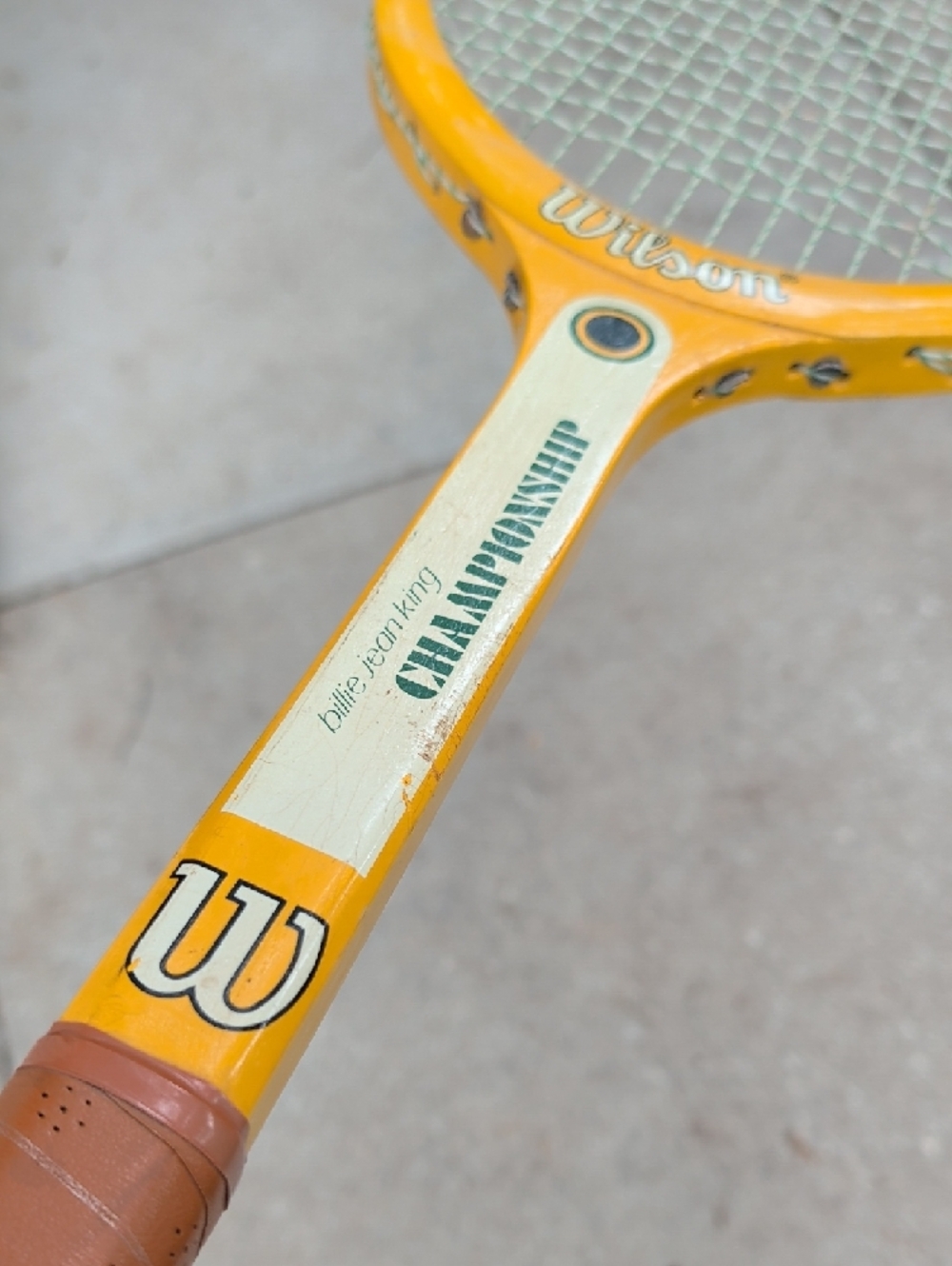 Wilson Vintage Yellow and Natural Wood Classic Tennis Racket - Picture 2 of 7